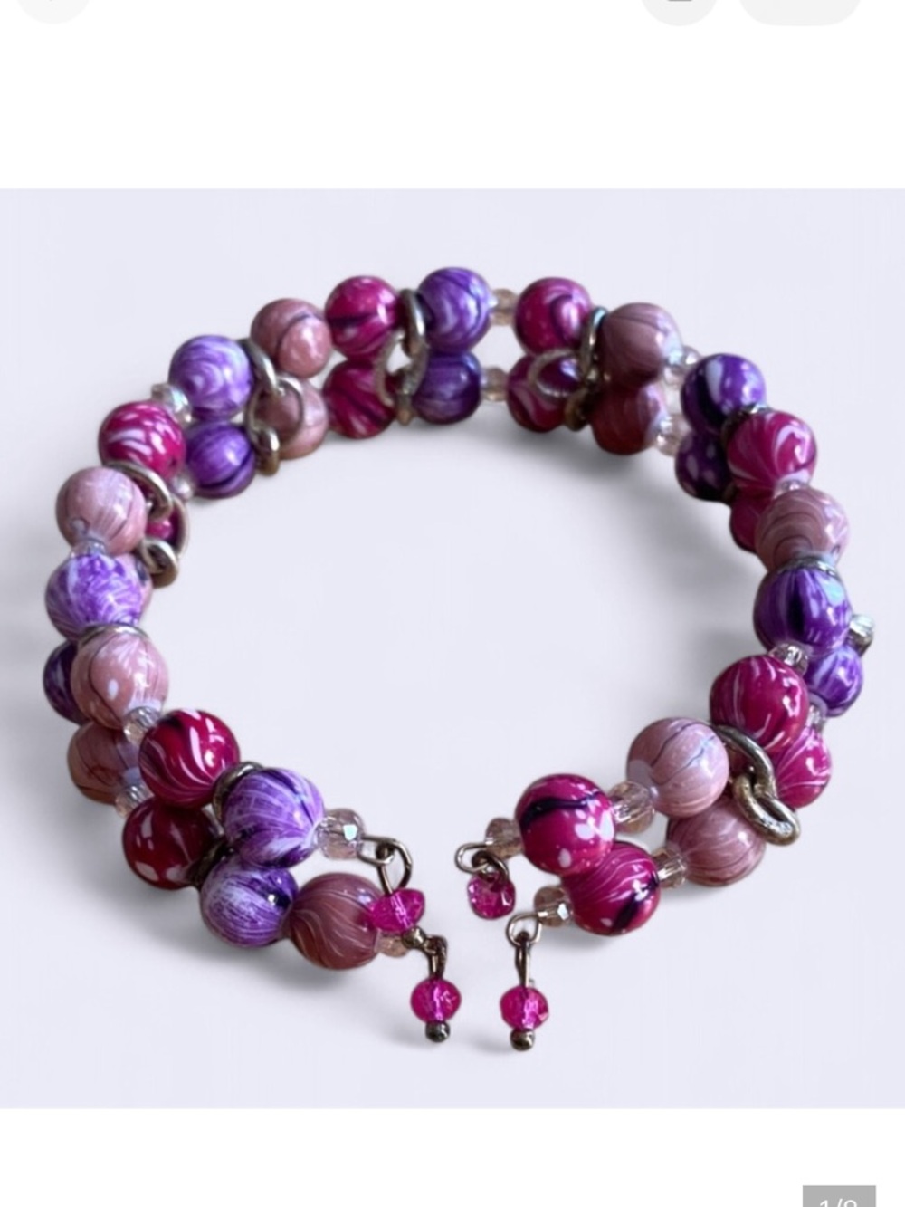 Vibrant Pink and Purple bangle Beaded Bracelet